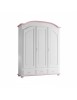 Armadio shabby 3 ante legno bianco filo rosa 181x61x224