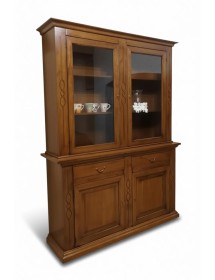 CRISTALLIERA 2 ANTE IN LEGNO FINITURA NOCE BASSANO l.168 p.48 h.222 (597)