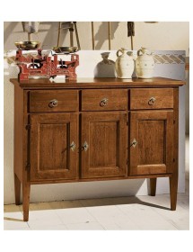 MOBILI 2G - Madia Credenza in legno 3 ante 3 cassetti tinta noce l.105 p.42 h.82