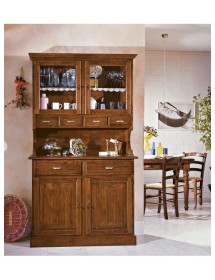 MOBILI 2G - Cristalliera in legno massello 4 porte 6 cassetti  arte povera l.120 p.51 h.211 (850+851) VISTA FRONTALE