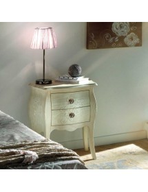 Gruppo 1 Cassettiera 2 Comodini shabby legno bianco anticato floreale
