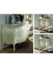 Cassettiera 3 cassetti shabby legno bianco anticato floreale 118x58x85
