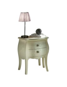 Comodino 2 cassetti shabby legno bianco anticato floreale 50x30x60