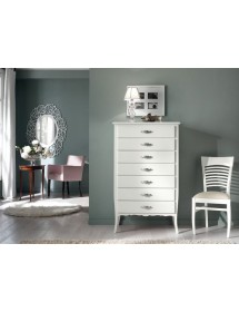 MOBILI 2G - Cassettiera 7 cassetti in legno arte povera laccato bianco opaco L.85 x P.47 H.139