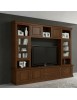 Parete attrezzata porta tv in legno tinta noce 243x50x227