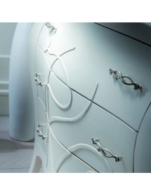 Gruppo 1 Cassettiera 2 Comodini shabby legno bianco floreale