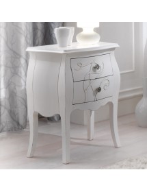 Gruppo 1 Cassettiera 2 Comodini shabby legno bianco floreale