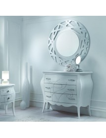 Gruppo 1 Cassettiera 2 Comodini shabby legno bianco floreale