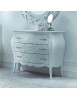 Cassettiera 3 cassetti shabby legno bianco floreale 105x42x85