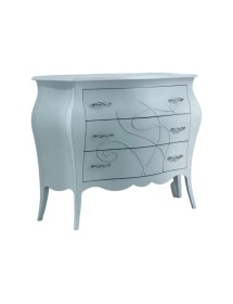 Cassettiera 3 cassetti shabby legno bianco floreale 105x42x85