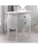 Comodino 2 cassetti shabby legno bianco floreale 50x30x60
