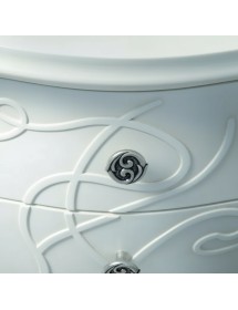 Comodino 2 cassetti shabby legno bianco floreale 50x30x60