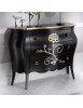 Cassettiera 3 Cassetti legno floreale nero e oro 105x42x85