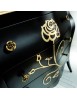 Cassettiera 3 Cassetti legno floreale nero e oro 105x42x85