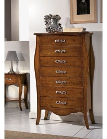 MOBILI 2G - Cassettiera 7 cassetti in legno arte povera tinta noce L.80 x P.40 H.138