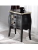 Comodino 2 cassetti shabby legno floreale nero e oro 50x30x60