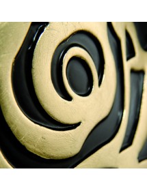 Comodino 2 cassetti shabby legno floreale nero e oro 50x30x60