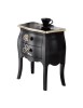 Comodino 2 cassetti shabby legno floreale nero e oro 50x30x60