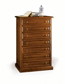 MOBILI 2G - Cassettiera 7 cassetti in legno arte povera tinta noce L.82 x P.42 H.124