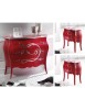 Gruppo 1 Cassettiera 2 Comodini legno floreale rosso e argento
