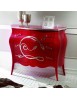 Cassettiera 3 Cassetti legno floreale rosso e argento 105x42x85