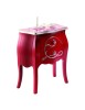 Comodino 2 cassetti shabby legno floreale rosso e argento 50x30x60