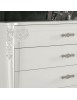 Cassettiera 4 cassetti legno bianco decori intagliati 138x58x111