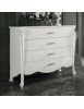 Cassettiera 4 cassetti legno bianco decori intagliati 138x58x111
