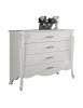 Cassettiera 4 cassetti legno bianco decori intagliati 138x58x111