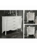 Comodino 3 cassetti legno bianco decori intagliati 62x43x69