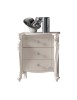 Comodino 3 cassetti legno bianco decori intagliati 62x43x69