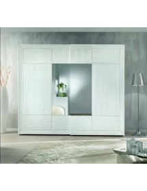 Armadio 2 porte scorrevoli legno frassino shabby bianco 275x60x248