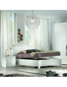 Letto matrimoniale shabby legno bianco frassino con contenitore 185x210x117