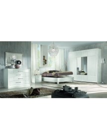 Letto matrimoniale shabby legno bianco frassino con contenitore 185x210x117