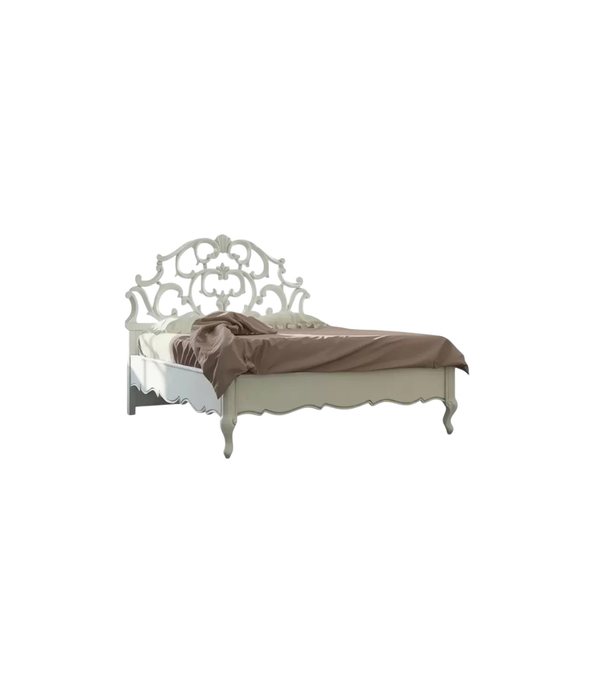 Letto classico traforato legno shabby vari colori 182x215x150