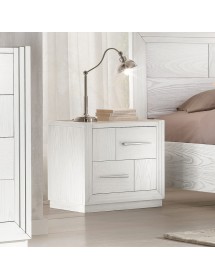 Gruppo 1 Cassettiera 2 Comodini shabby legno frassino bianco