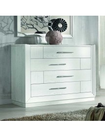 Gruppo 1 Cassettiera 2 Comodini shabby legno frassino bianco