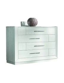 Cassettiera 4 cassetti shabby legno frassino bianco 127x55x96
