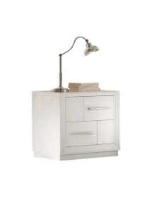 Comodino 2 cassetti shabby legno frassino bianco 55x37x53
