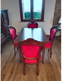 Set tavolo rettangolare 120x80 130x85 140x80 160x85 allungabile con 4/6 sedie imbottite