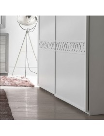 Armadio 2 porte scorrevoli intaglio legno frassino bianco 274x65x248