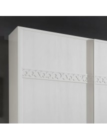 Armadio 2 porte scorrevoli intaglio legno frassino bianco 274x65x248