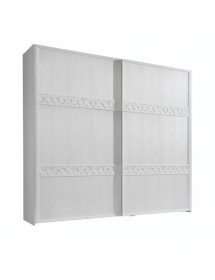 Armadio 2 porte scorrevoli intaglio legno frassino bianco 274x65x248