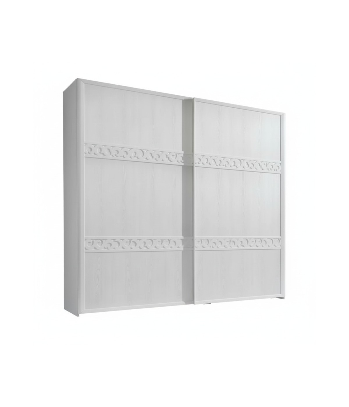 Armadio 2 porte scorrevoli intaglio legno frassino bianco 274x65x248