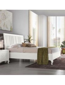 Letto matrimoniale shabby bianco testata ecopelle 170x226x126