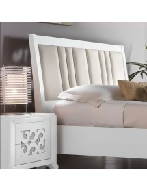 Letto matrimoniale shabby bianco testata ecopelle 170x226x126