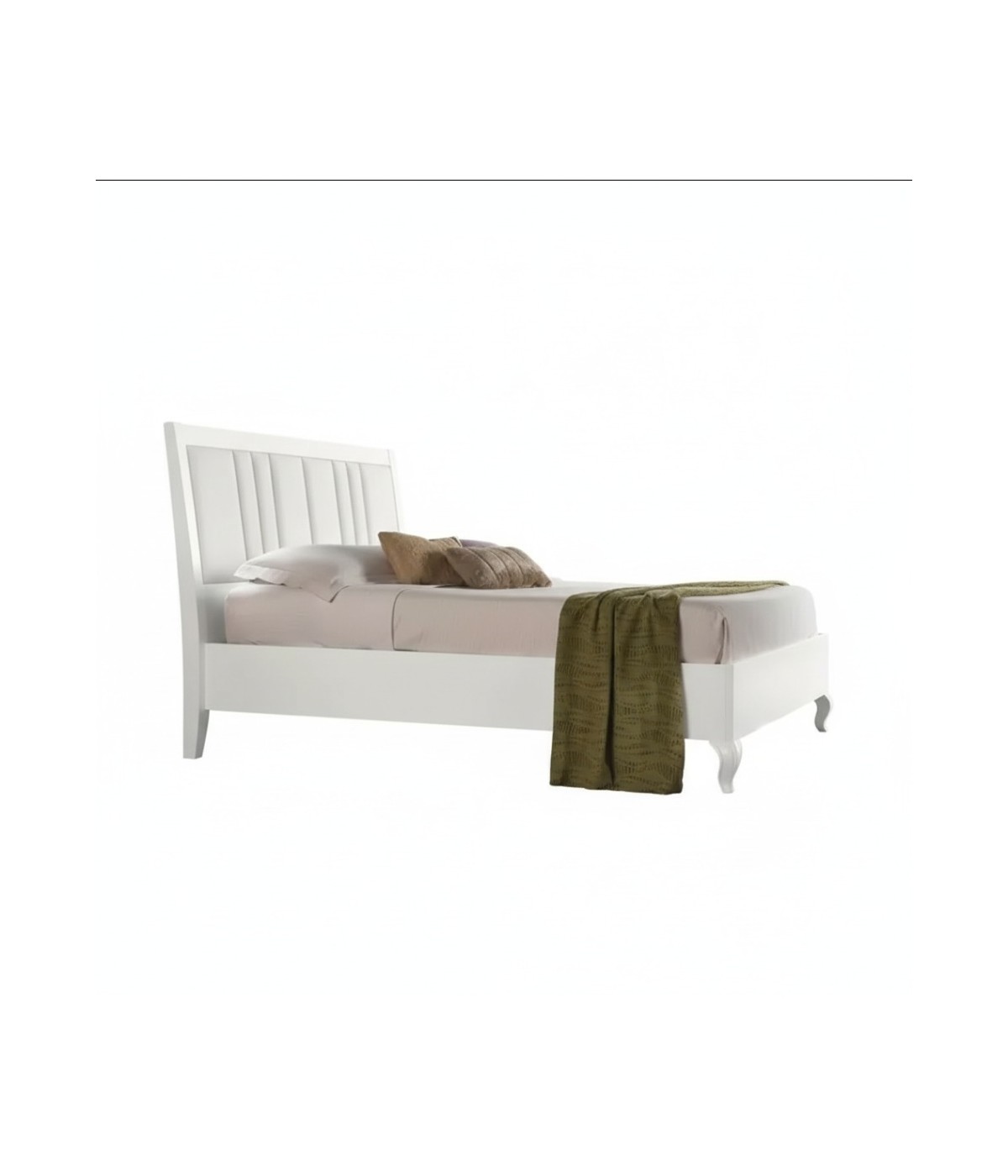 Letto matrimoniale shabby bianco testata ecopelle 170x226x126