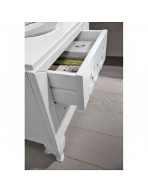 Gruppo 1 Cassettiera 2 Comodini legno frassino bianco decori intagliati