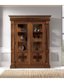 MOBILI 2G - VETRINA CLASSICA 2 ANTE GREZZA IN LEGNO L.168 P.52 H.217 VISTA FRONTALE