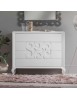 Cassettiera 4 cassetti legno frassino bianco decori intagliati 125x56x108